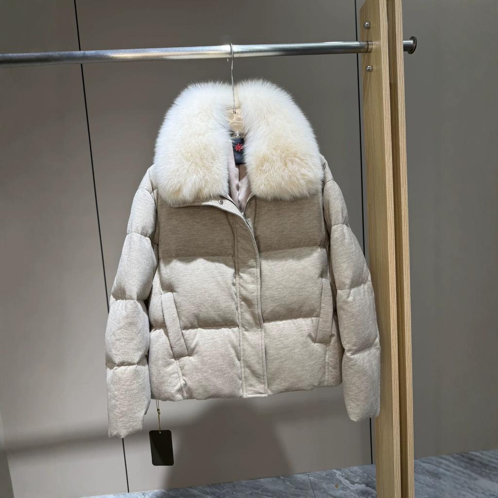 European Station Natural Real Fox Hair White Goose Down Jacket Ladies Warm Lp Short High-end Fur Fashion Jacket