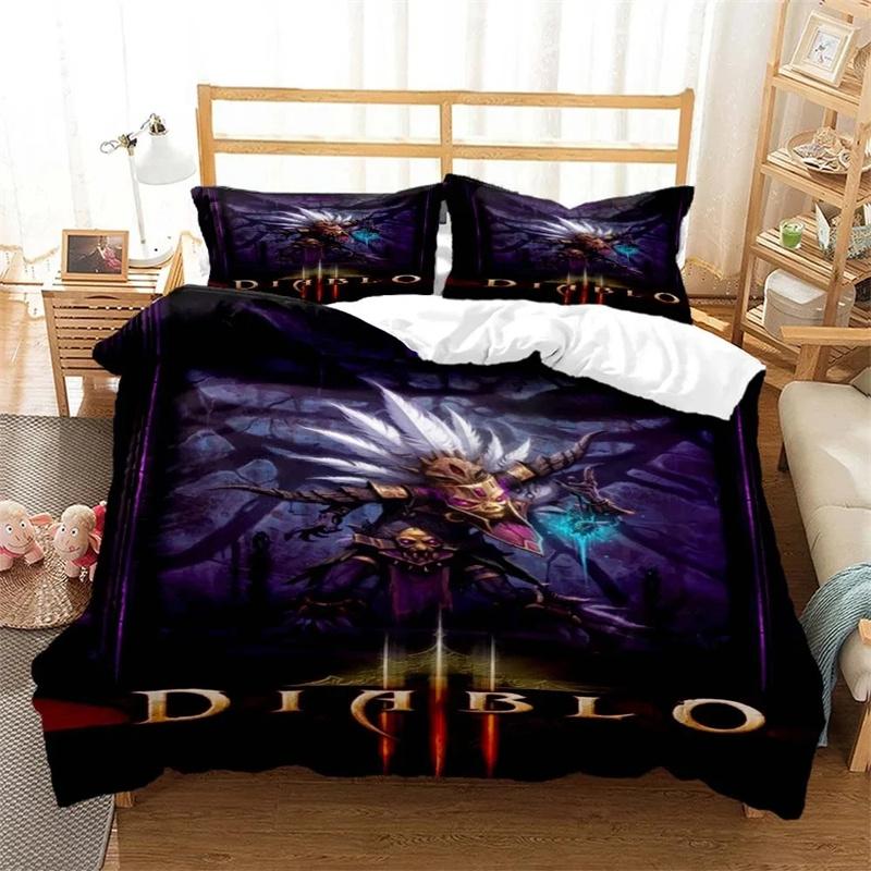 3D Print Game Diablo Bedding Set,Duvet Cover Comforter Bed Set Quilt Cover Pillowcase,King Queen Twin Size Boys Girls Adultse