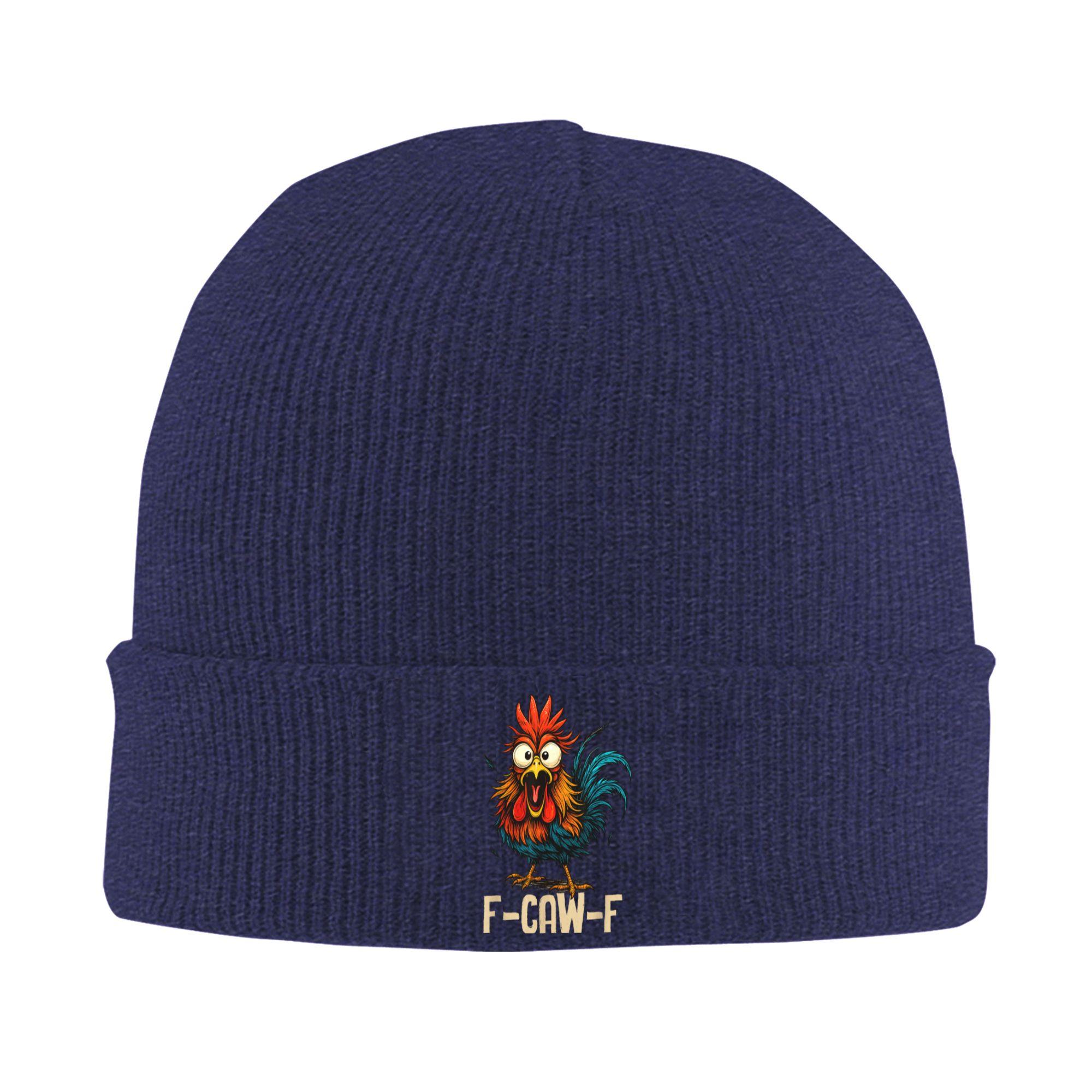 

F Caw F Rooster Funny Bird Fcawf Chicken Whisperer Fawk Off Knit Hat Cute Caps Beanie Hats Winter Graphic Head Wrap Bonnet Hats One Size