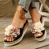 New Women Slippers Casual Platform Flat Shoes Solid Color Bowknot Slippers Braided Straps Outdoor Sandals Slides Women