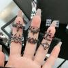 LATS 8pcs Irregular Red Crystal Heart Aesthetic Rings for Women Y2K Gothic Butterfly Spider Ring Creative Jewelry Accessories