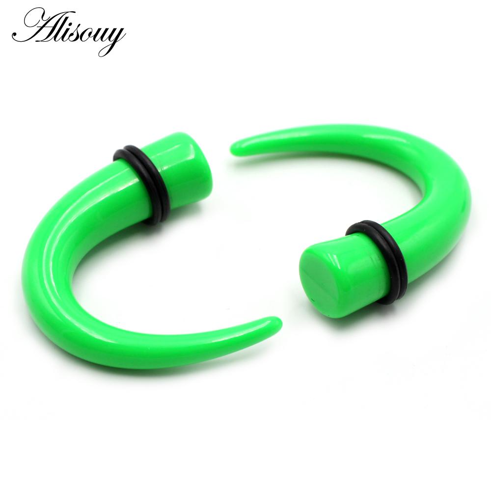 Alisouy 2pcs 1.6mm-11mm Acrylic C Sahpe Buffalo Horn Ear Gauges Ear Taper Stretching Plugs Tunnel Expander Body Piercing Jewelry