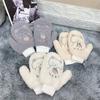 Winter Plus Size Padded Gloves Embroidered Strawberry Bear Gloves Girls Wrap Finger Hanging Neck Thickened Warm Gloves