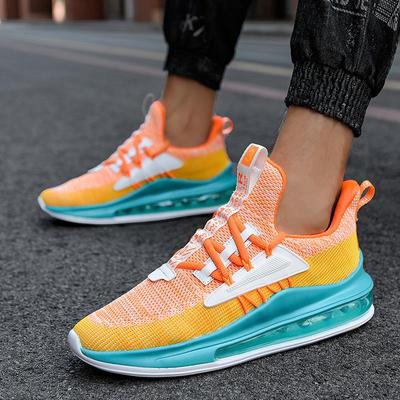 New Flying Woven Breathable Sports Shoes Men's Low-top Springback Air Cushion Running Shoes Non-slip Travel Shoes