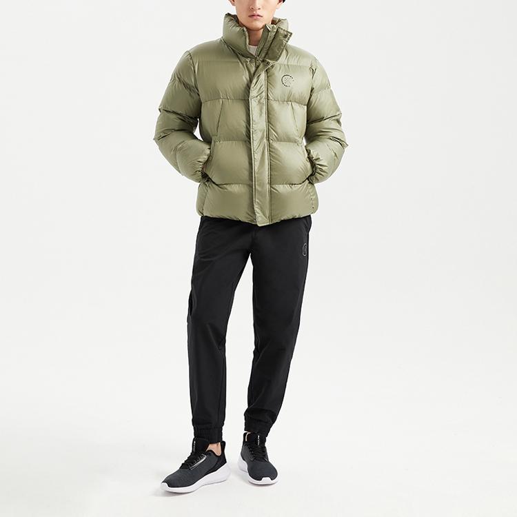 Li Ning Wade Series Loose Warm Stand Collar Cotton Jacket Winter Men Jacket Deep-Moss-Green AJMQ021-3