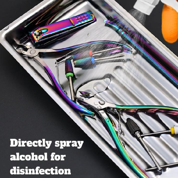 Salon Grade Nail Art Tool Disinfectings Tray Steel Build Spacious Interior Antisilp Base for Safe Sterilizations Tray