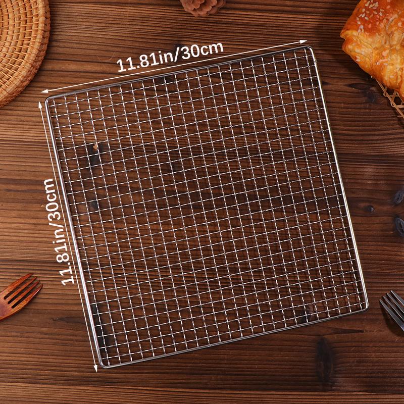 Stainless Steel Camping Grill Rack Grate Mesh Pads Portable Square Grilling Net Fire Cooking Outdoor Traveling Picnic Bbq Pad
