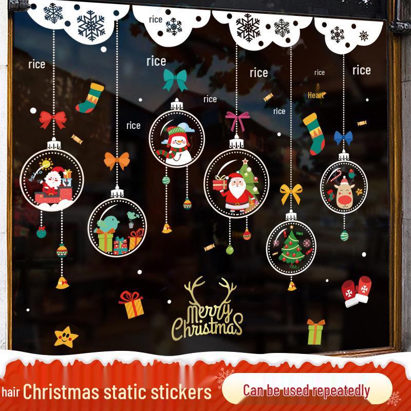 Santa Claus and Tree Window Cling Decorations for Christmas