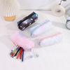 1PC Bowknot Print Pencil Case, Creative Starry Sky Style Portable Zipper Desktop Stationery Storage Bag, Cute Gift for Friends
