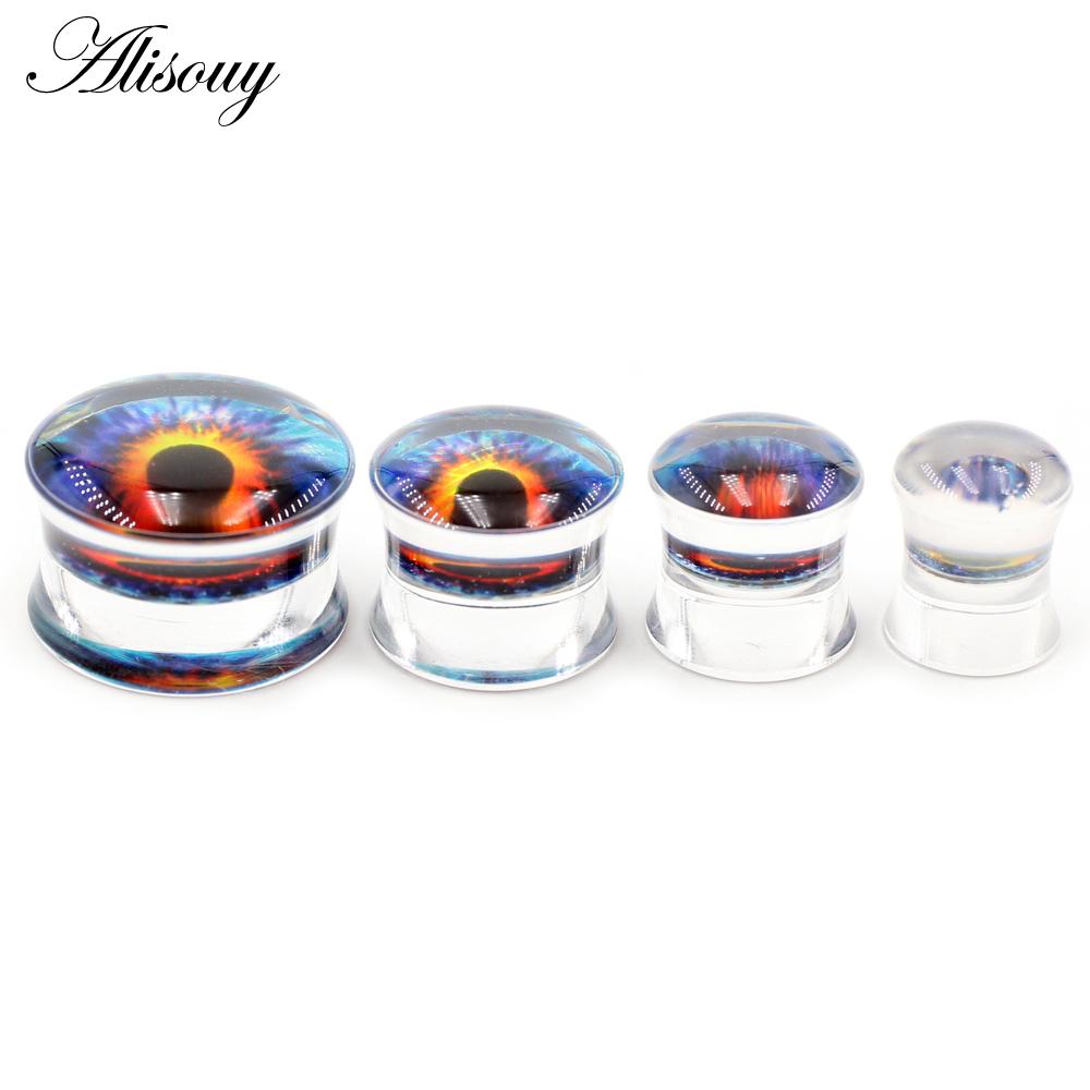 Acrylic Round Alisouy Transparent 2pcs Eyeball Ear Gauges Tunnels Plugs Flesh Stretcher Expander Earrings Piercing Body Jewelry