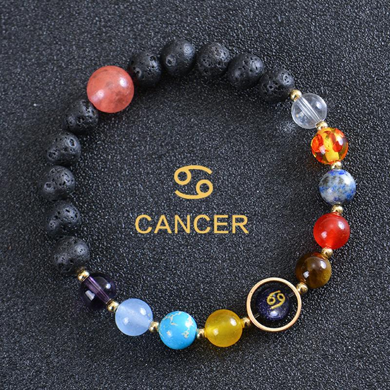 Solar System 12 Constellation Bracelet For Men And Women Volcanic Stone Hand Beaded Colored Stone Stretch Hand