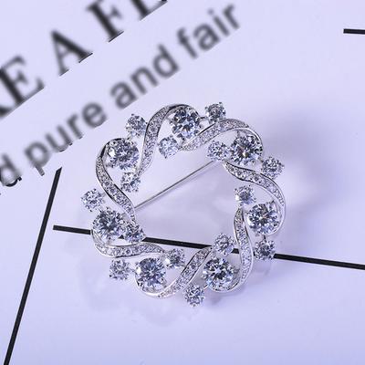Moda Plata Pedrería Redonda Corona Broches Para Mujeres Ropa Abrigo Joyería Accesorios Regalo