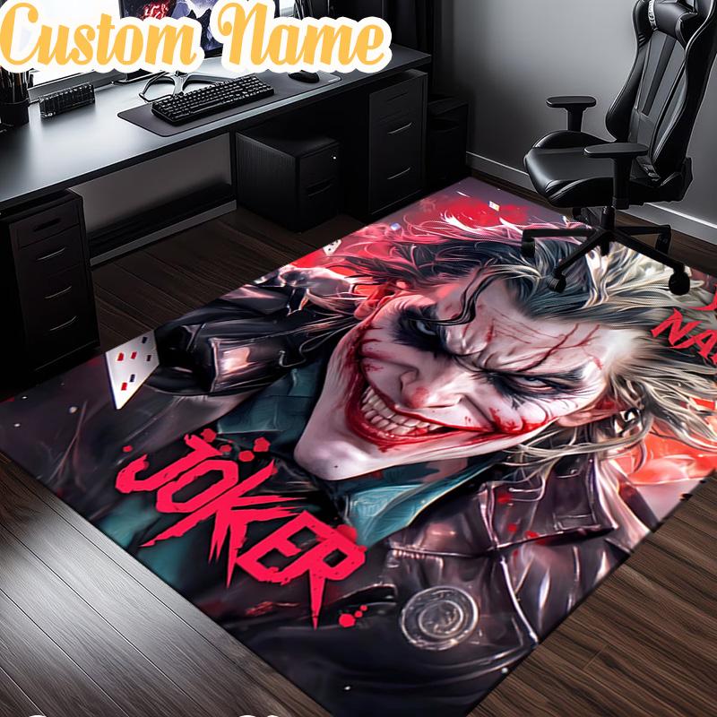 Custom Name Jo-ker's Dark Saga Rug, Office Rug, Chair Rug, Carpet for Living Rooms, Doormat Game Rug Home Decor Christmas Gifts