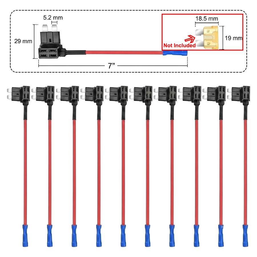 10pcs 12V Car Fuse Holder Add-a-circuit TAP Adapter Micro Standard ATM APM Blade MINI Medium Simple Safety Device Auto Fuse Fuse Holders1