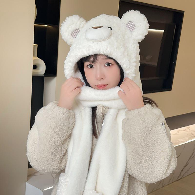 

Милый зимний набор 2025 года: шапка, шарф и перчатки - теплый утолщенный согреватель для шеи