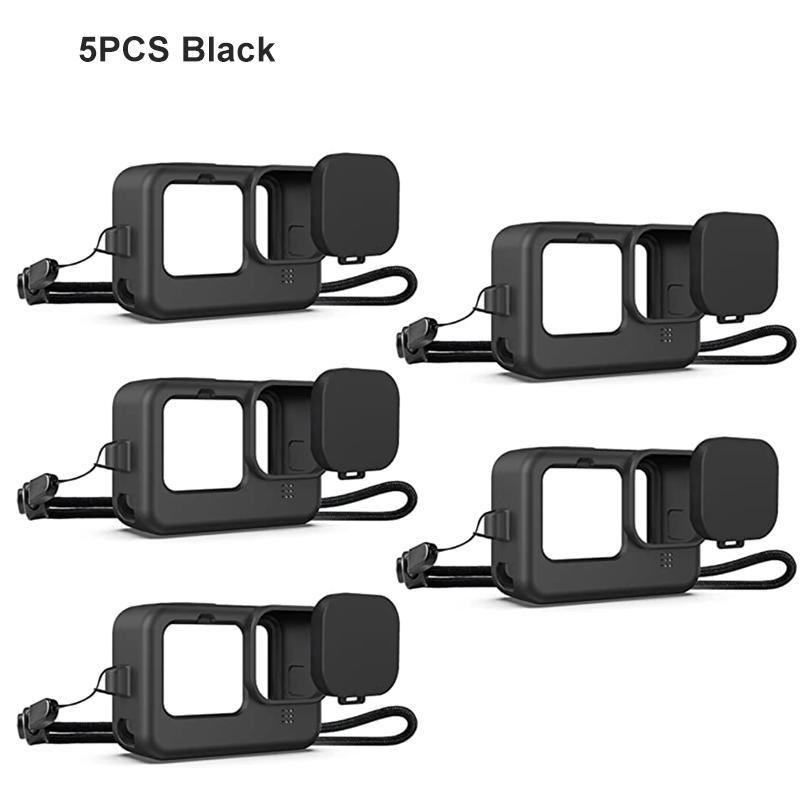 Para GoPro Hero 12 11 Capa de silicone à prova de quedas Capa protetora com cordão Tampa de lente para GOPRO 12 11 10 9 Acessório para câmera de ação
