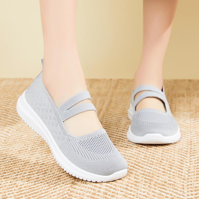 

Women s summer casual shoes with breathable soft sole, sliding in lightweight retro mom shoes, free shipping 36 сірий колір