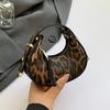 Leopard Print Niche Design Mini Lipstick Charm Crescent Moon Bag, Fashionable and Trendy Women's Daily Handbag