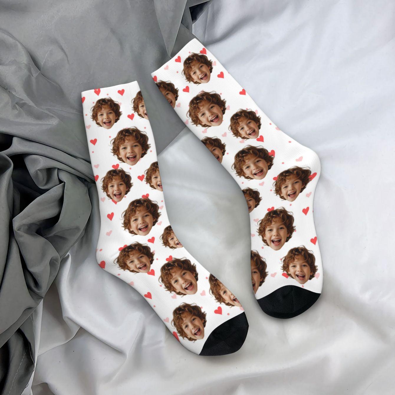 Customized face-shaped socks  Unisex customized socks  Personalized picture socks  Photo socks  Customized socks as gifts One Size