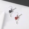Minimalist Black Guitar Drop Earrings With Heart Charm Stylish Women Jewelry