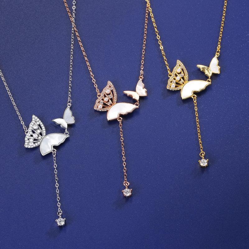 Collier Animal Papillon à Franges Chaîne de Clavicule Vent Ins Féminin Bijoux Pendentif Col Tempérament Premium