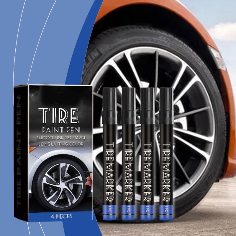 Pack Of 4 Waterproof Tire Labeling Marker Pens Stamps High Capacity Long Lasting Tire Paint For Car Motorcycle Bike Tire