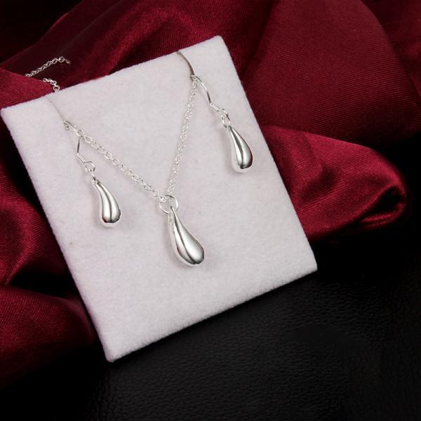 

Модное женское ожерелье из стерлингового серебра 925 пробы с каплями воды, ожерелье, серьги, кольца, комплект ювелирных изделий для вечеринки, свадьбы, рождественские подарки 45CM and 20cm