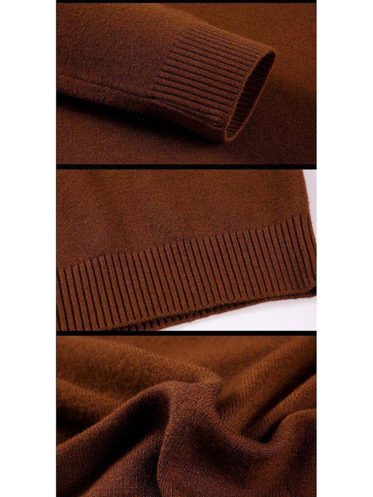 Men's Winter High Neck Thick Loose Knit Sweater - Solid Color Casual Versatile Top