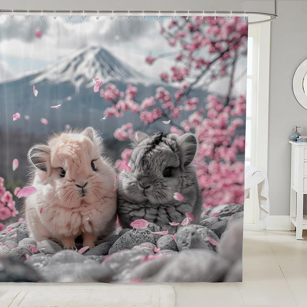 Yellow Rubber Duck Shower Curtain Set,Cute Swimming Duck Bathroom Decor for Kids,Kawaii Animal Bathroom Set Gifts for Pet Lovers
