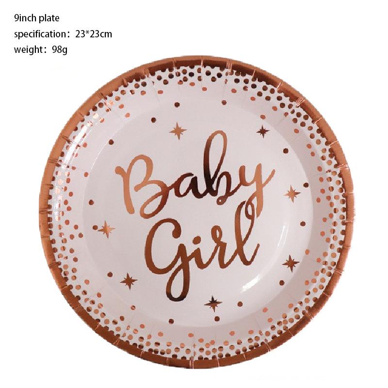 Baby Girl Birthday Party Supplies: Hot Stamped Paper Plates, Cups, and Napkins