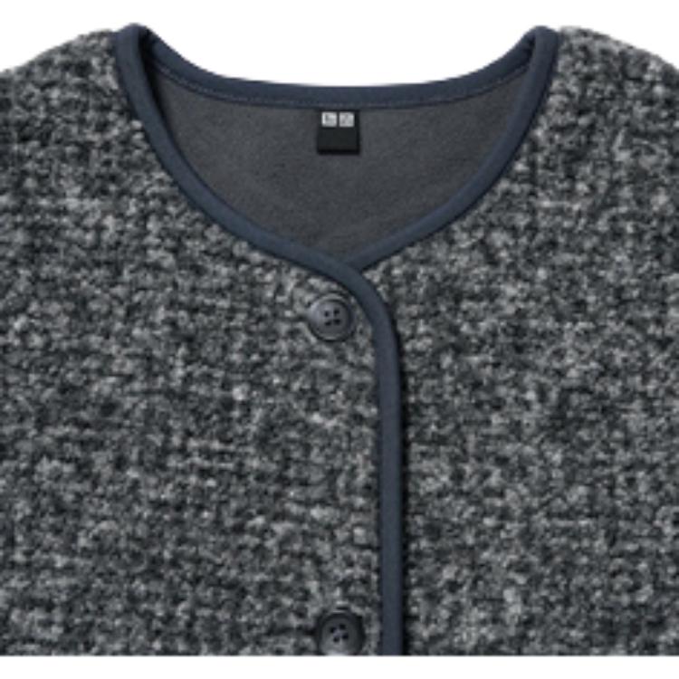 UNIQLO Solid Color Single-Breasted Drop Shoulder Long Sleeve Fleece Coat Women coats Dark-Gray 461660-08