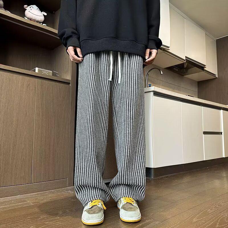 

Черные ретро-полосатые повседневные брюки свободного покроя с широкими штанинами L