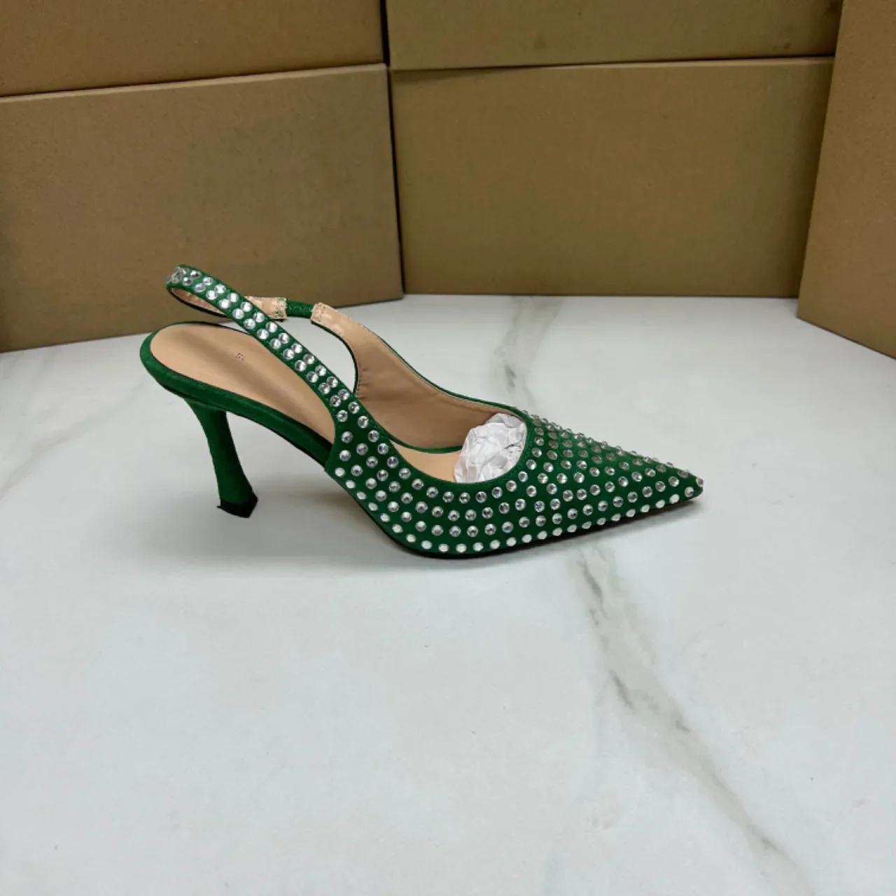

Модные Роскошные Стразы Женские Туфли-лодочки Модные Свадебные Вечерние Элегантные Офисные Сексуальные Туфли-шпильки С Острым Носом На Высоком Каблуке для Женщин 37 зелёный