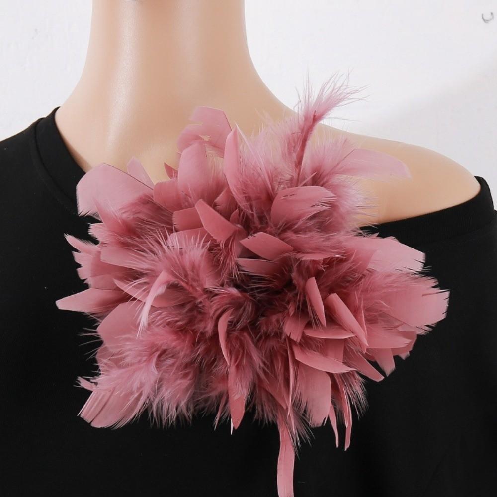 Faux Feather Fabric Corsage Large Lapel Pin Chic 16cm Flower Brooch Mother's Day
