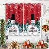 Christmas Snowman Print Red Curtains Multiple Sizes Living Room Insulation Decoration Easy Install Curtain Light Blocking For Polyester Machine