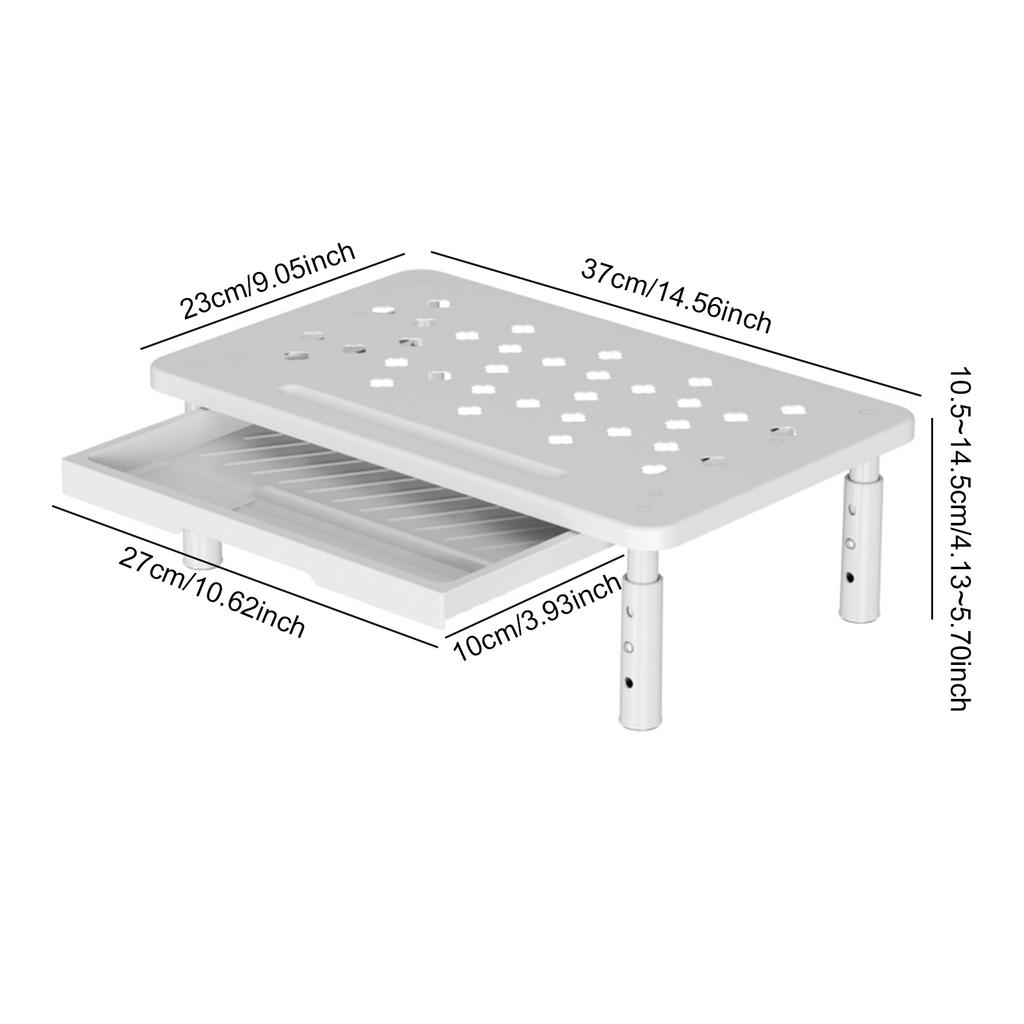 Computer Monitor Stand 3 Height Adjustable Laptop Riser With Storage Drawer Airflow Vents Monitors Risers For Laptops PC Printer