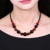 GEMCHIC Women's New Chinese Style Retro Collarbone Necklace Handmade Woven Red and Black Crystal Beads Ethnic Choker Jewelry