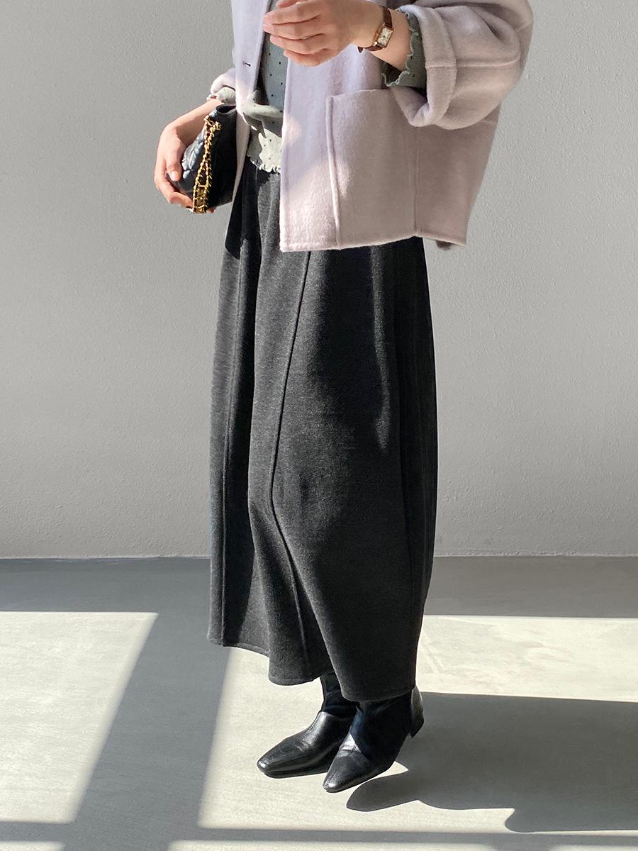 Jiang Zuo Women s Winter High-Waisted Patchwork Fleece Long Skirt 6392 S