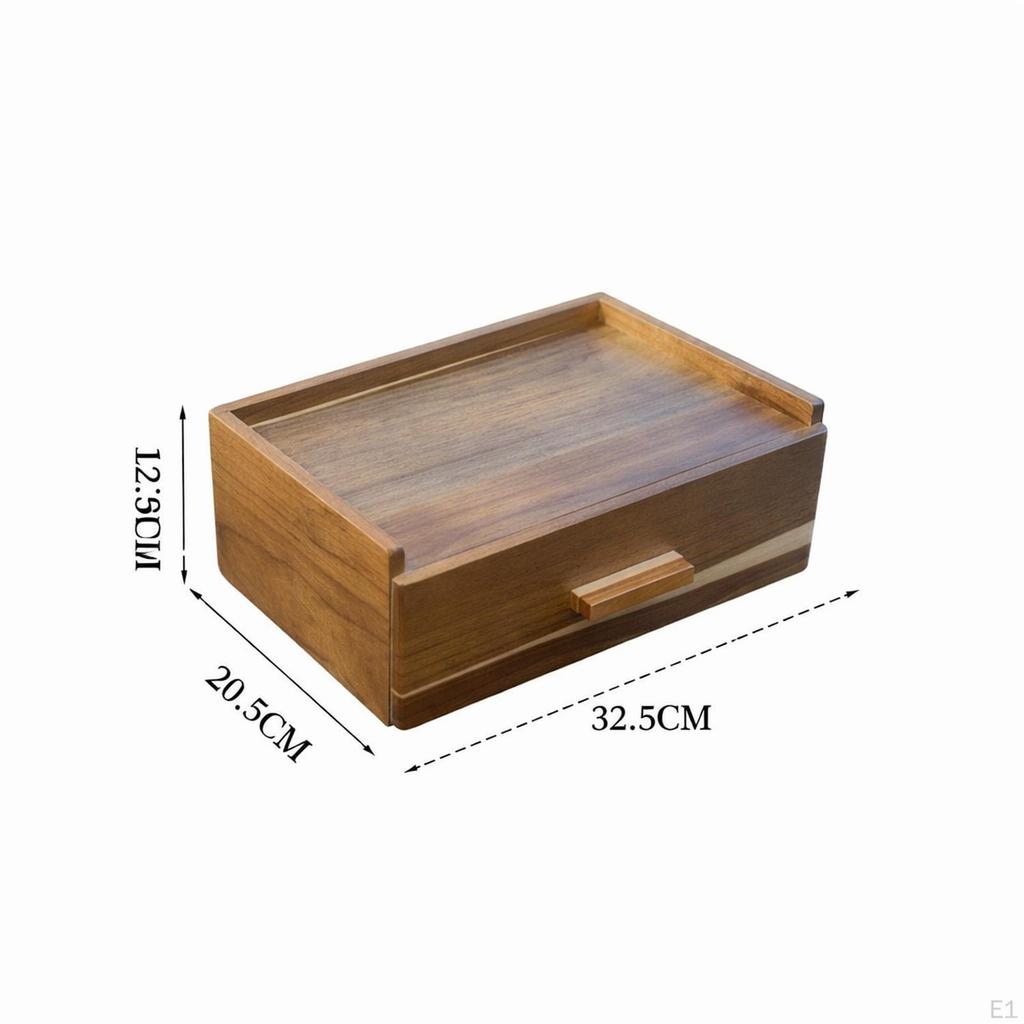 Wood Organizer Teabag Holder Accessory Practical Gift Rustic Men Storage Drawer Chest for Countertop