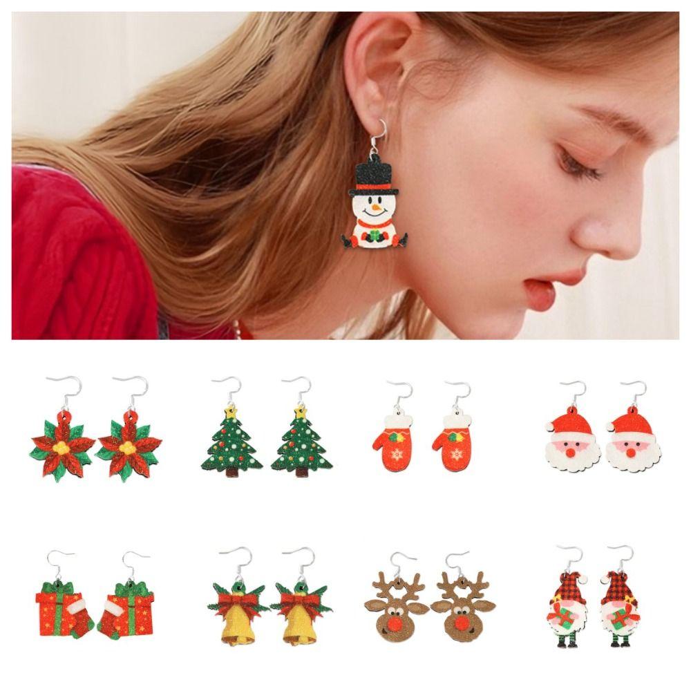 1Pair Christmas Tree Christmas Earring Handmade Sew Xmas  Eardrop Santa Claus  Earrings  Women