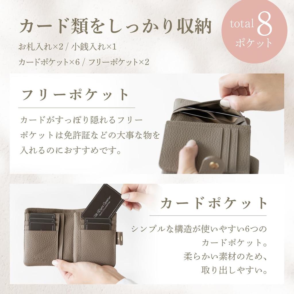 RafiCaro Women's Bifold Wallet, Soft and Genuine Leather, Cute, Compact, Small, Large Capacity, Snap Belt Closure, Exterior Pocket, Coin Purse, Card