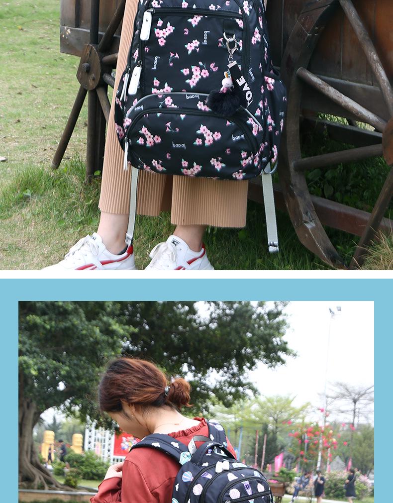 Women's Korean Style Large Capacity Multi-Layer Backpack - Lightweight, Printed, Double Shoulder Bag for Students