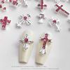 Pink Rhinestone Cross Nail Art Decorations: Multiple Styles of Wearable Metal Nail Accessories