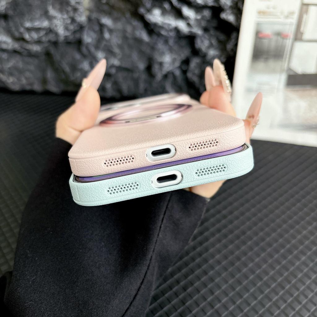 Lychee Pattern 360° Rotating Stand Magnetic Phone Case with Drop Protection for iPhone 17 Pro.
