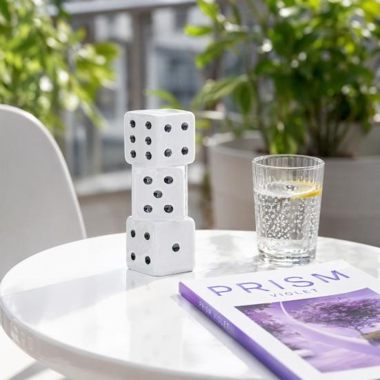 Resin Vase Ornament, Dice Design Decorative Plant Pot for Real or Artificial Flowers Bedroom Living Room Decoration Flower Arrangement
