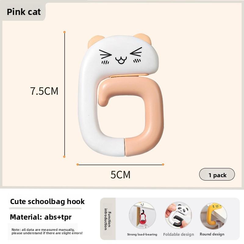 

Raccoon Panda Cute And Cat Design S Shaped Desktop Multi Hook Functional Pink Cat