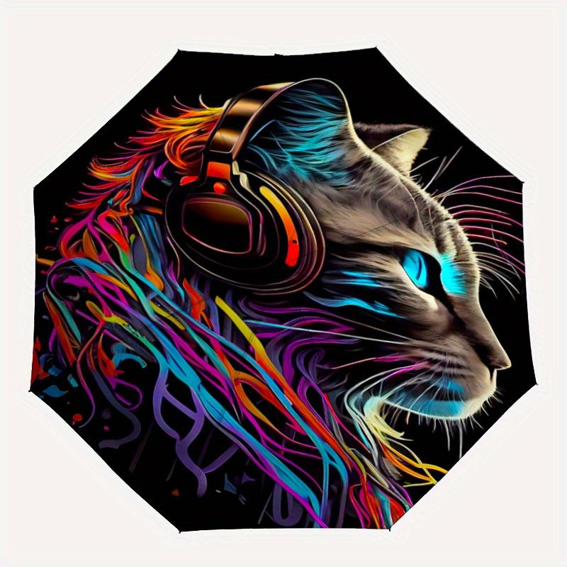 1pc Creative Cool Cat Headphones Automatic Opening and Closing Folding - A Good Choice for Gifts, Fashionable and Convenient Umbrella With Cute C