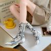 Autumn And Winter Flower Socks Women'S Japanese Retro Relief Jacquard Medium Tube Socks Harajuku Mori Women'S Socks