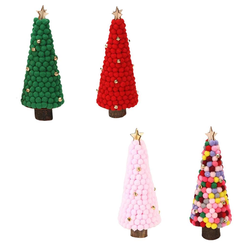Wood Sculpture Christmas Tree Statue Decoration Collection Xmas Tree Figurine Ornament for Indoor Cabinet Office Housewarming