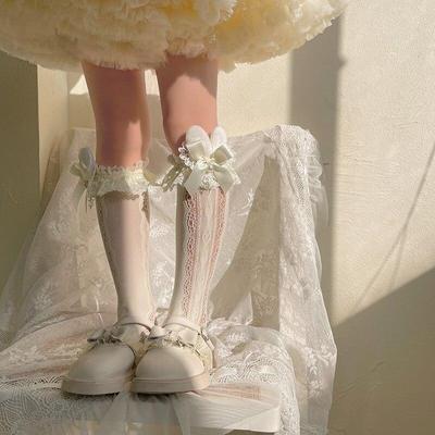Koreanische Mode Lolita Prinzessin Socken Kinder Rüschen Spitze Socken Hohe Qualität Bogen Mittelrohr Socken für Mädchen Kinder Socken Leggings